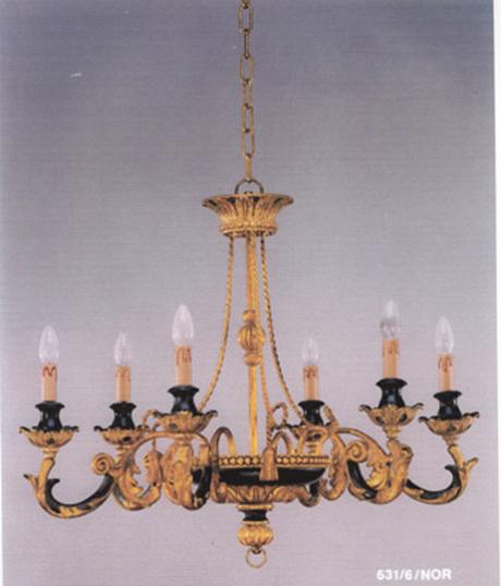 Roped 6-light Black Chandelier