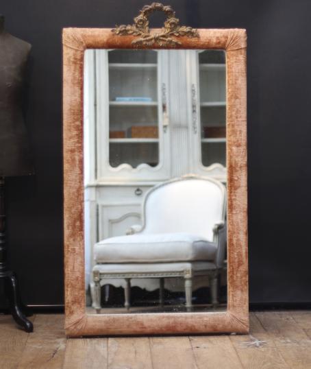 100-88 - Upholstered Mirror with Crest