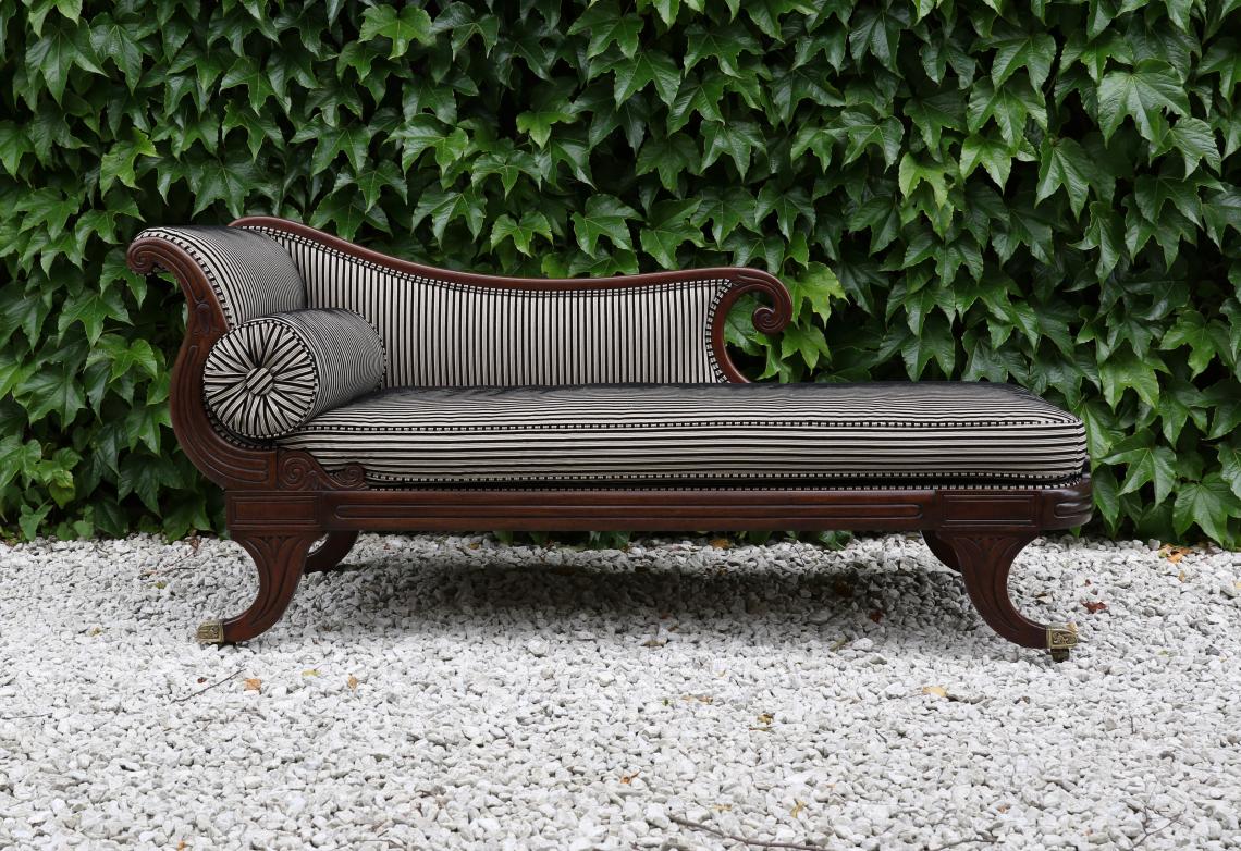 100-96 - Stunning English Empire Chaise Lounge - Regency Period