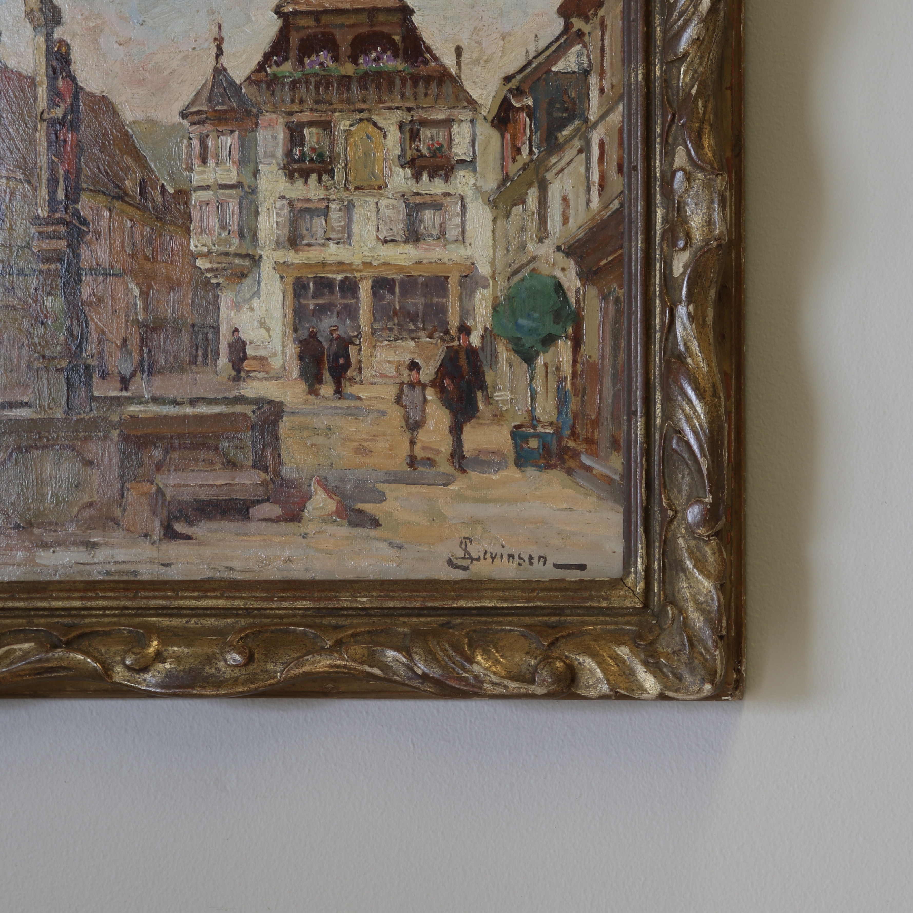 Impressionist Painting of the Town Square at Kaysersberg