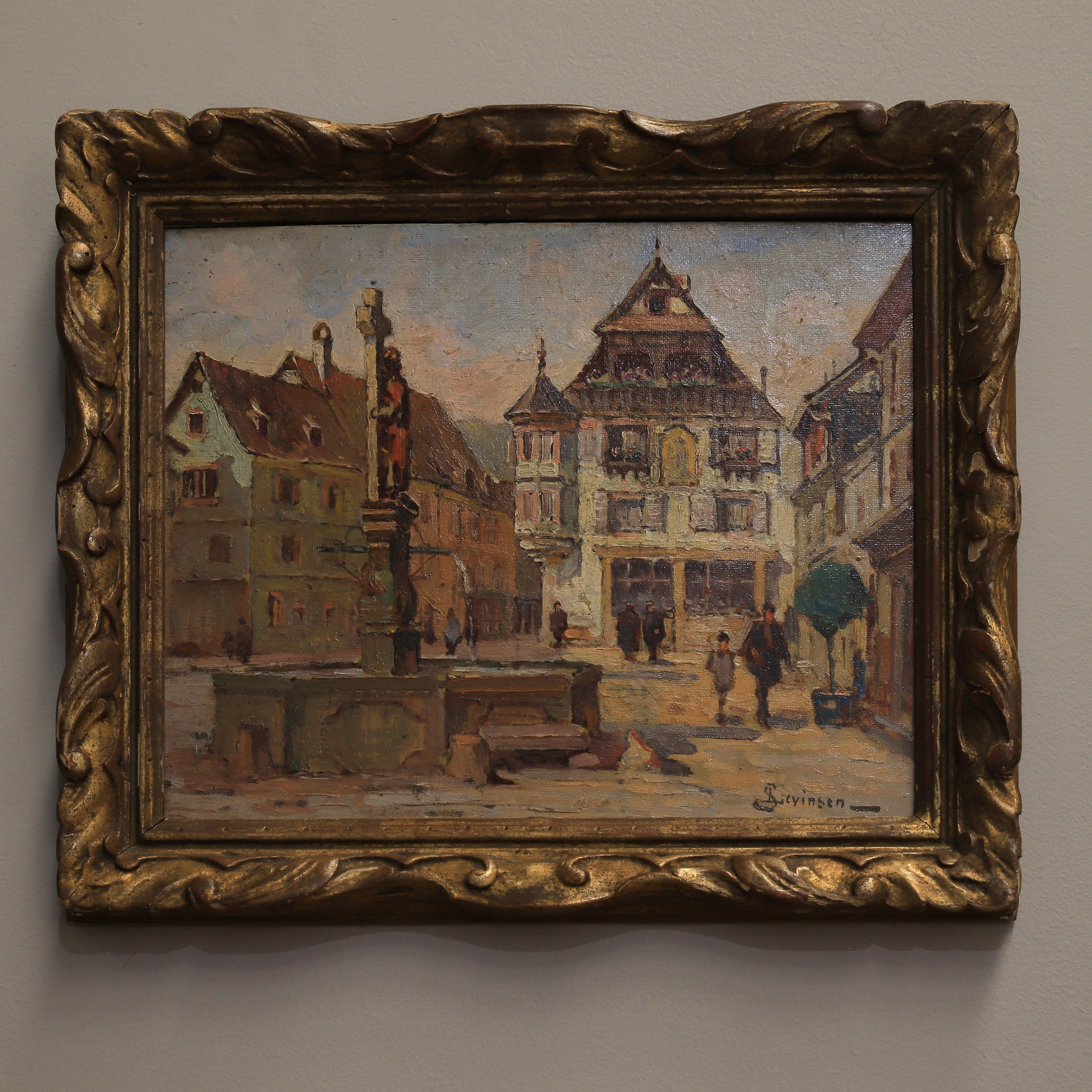 Impressionist Painting of the Town Square at Kaysersberg