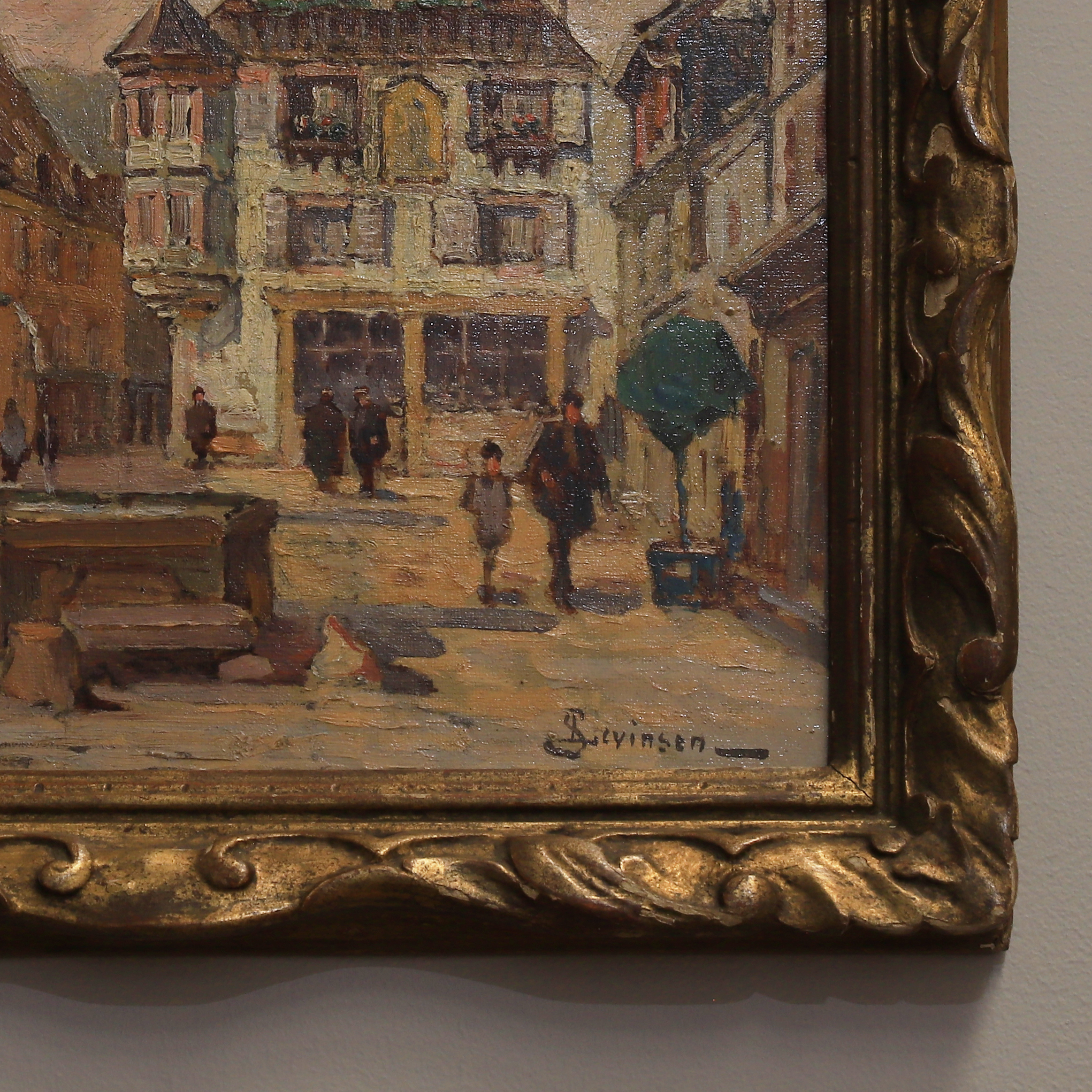 Impressionist Painting of the Town Square at Kaysersberg