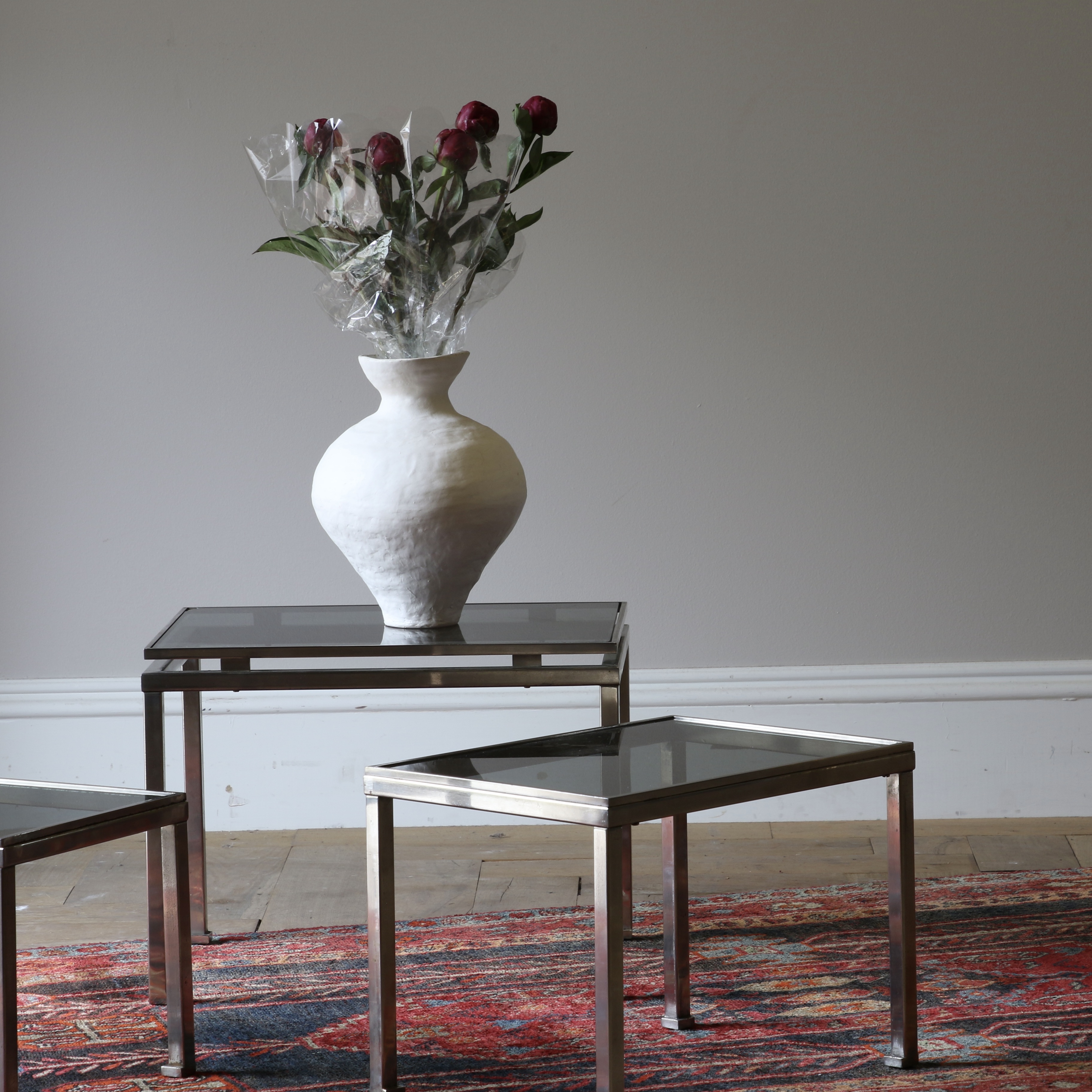 Chrome and Glass Nesting Tables