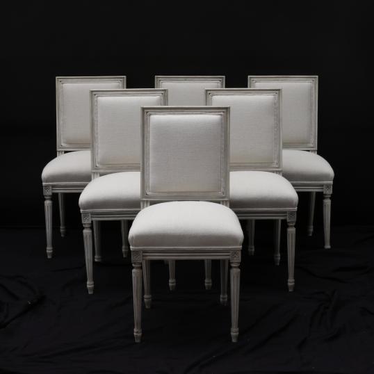 4 Arhaus French Louis XVI Style Adele Oak Black Dining Side Chairs