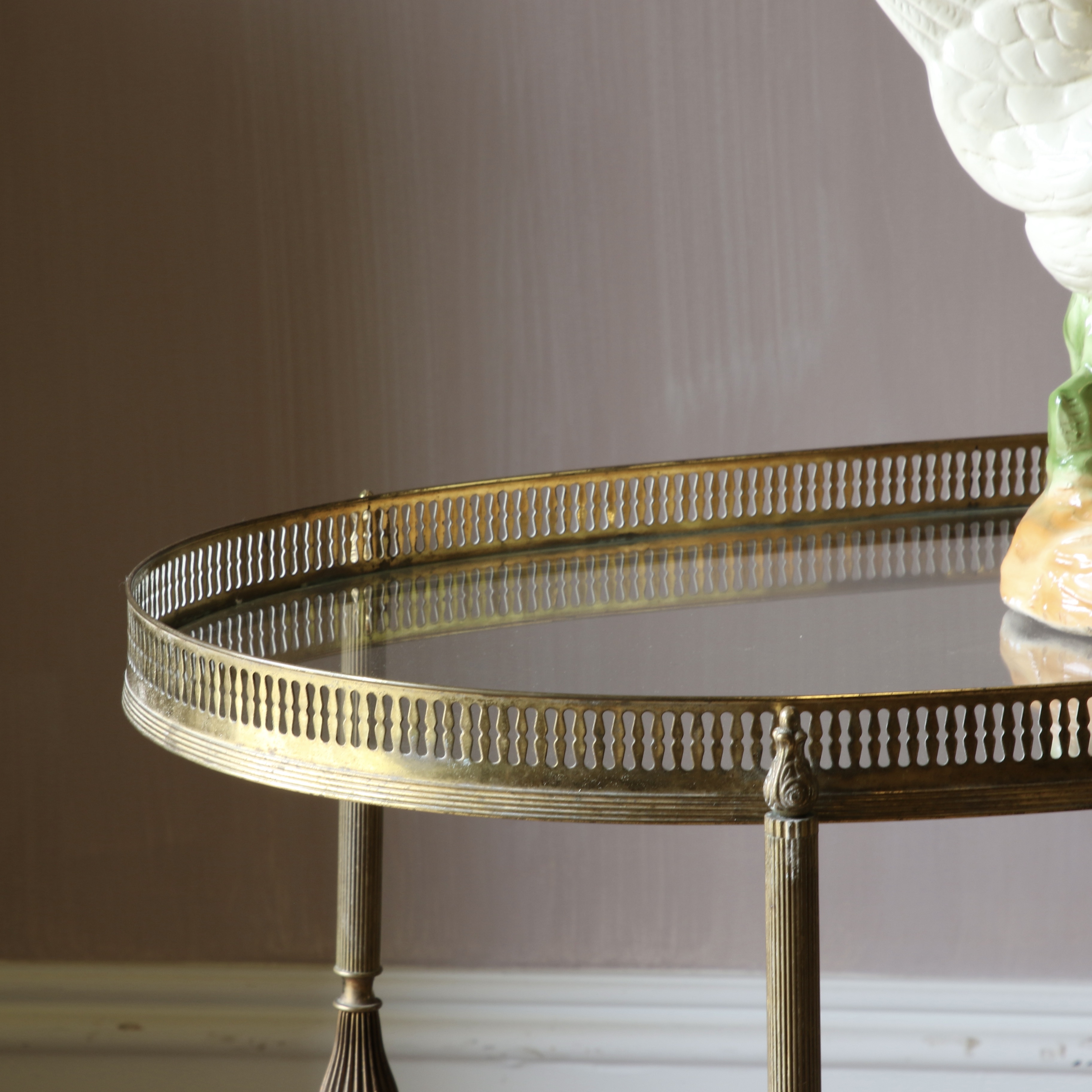 A French Brass Oval Bar Cart