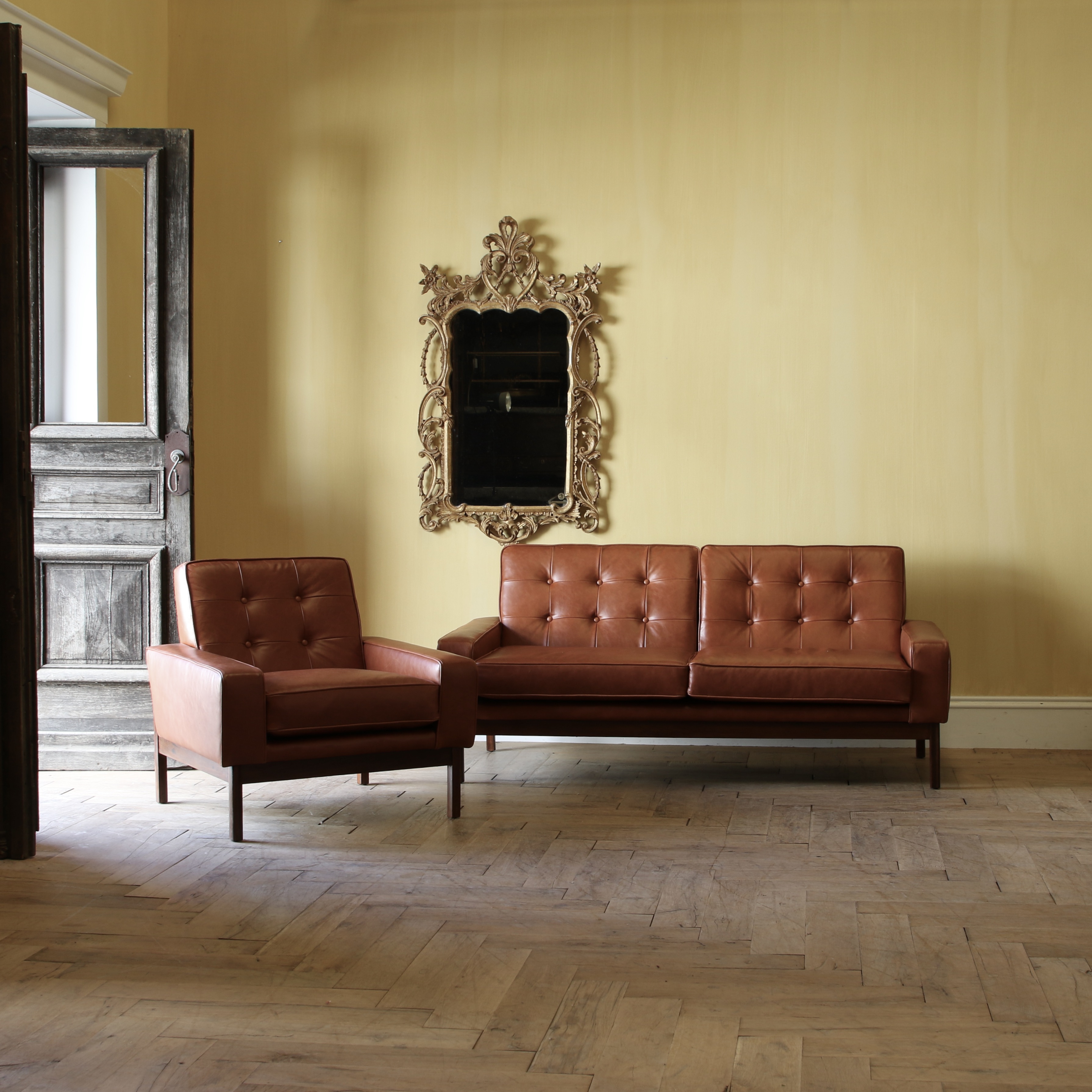 156-21 - Leather Armchair and Sofa